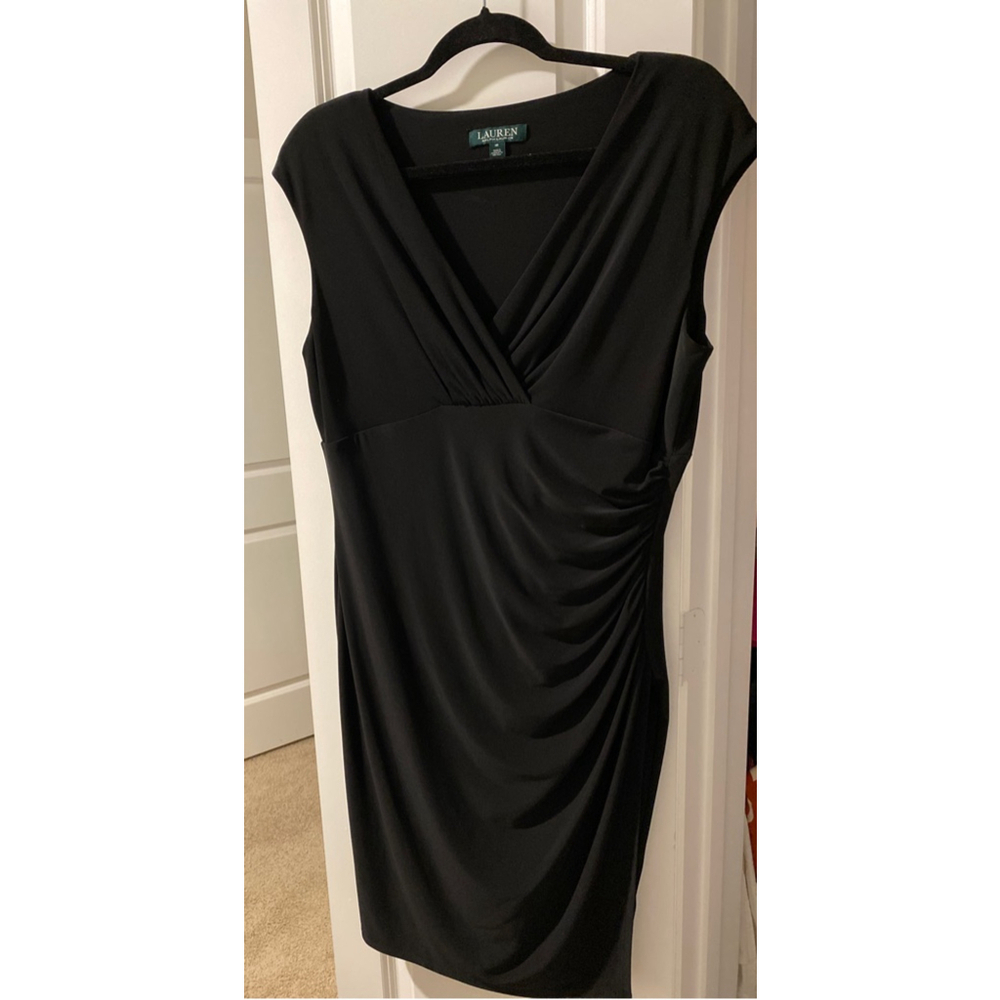 Ralph Lauren Black Surplice Midi Dress - Picture 5 of 7
